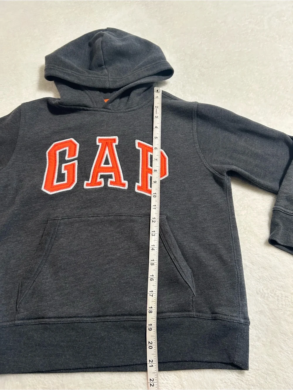 Gap Kids Charcoal Gray Logo Pullover Hoodie Size M (8) Fleece Sweatsh